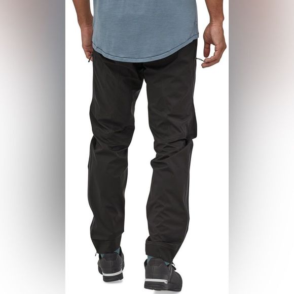 Patagonia Black Hiking Pants tapered tailored leg thigh logo pull on size small - Picture 3 of 12